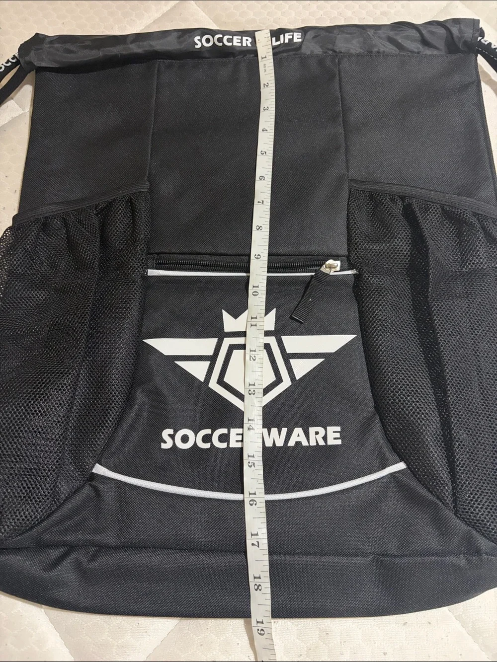 Soccerware Black Drawstring Backpack -